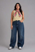 Curvy Fit Baggy – High-Waist Dark Vintage Blue Jeans Baggy - Curvy Fit CIZARO - Cizaro Jeans