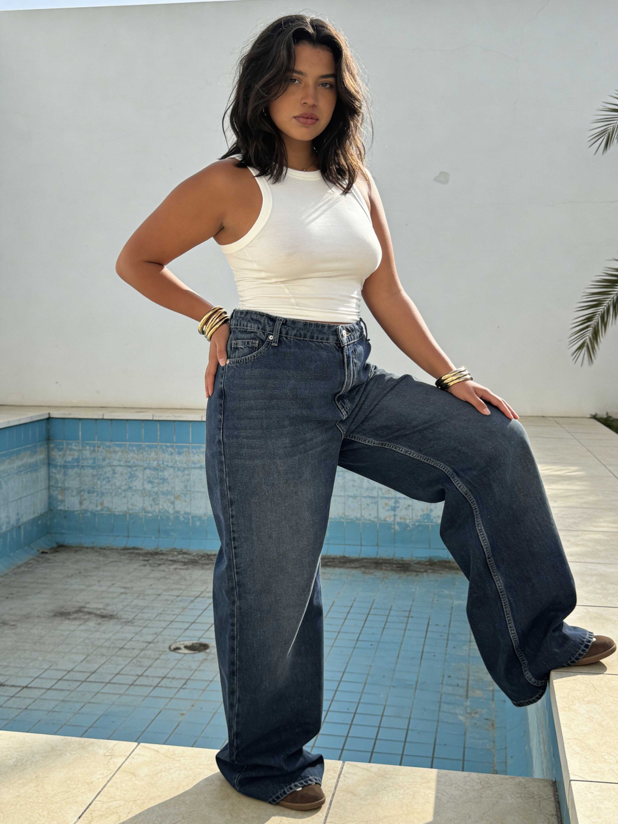 Curvy Fit – Baggy High-Waist Vintage Blue Jeans Baggy CIZARO - Cizaro Jeans