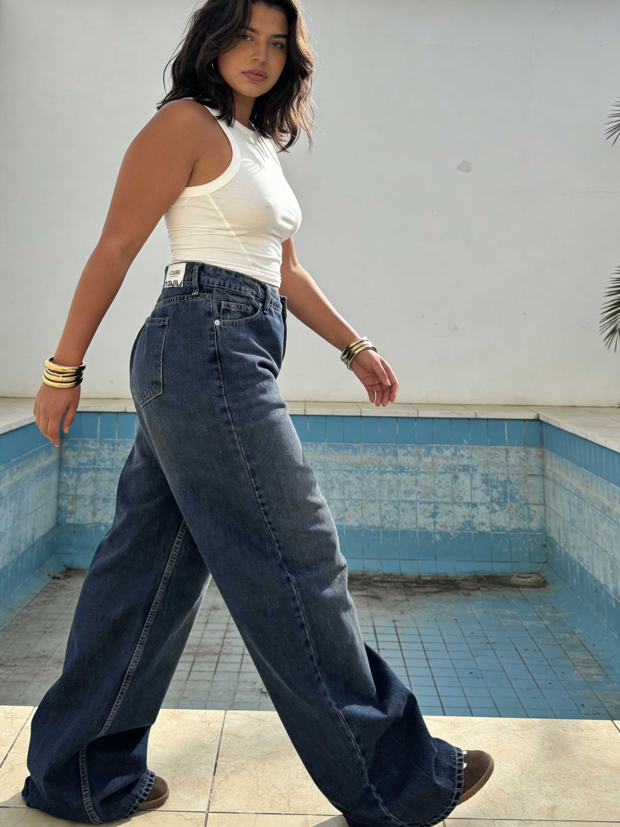 Curvy Fit – Baggy High-Waist Vintage Blue Jeans Baggy CIZARO - Cizaro Jeans