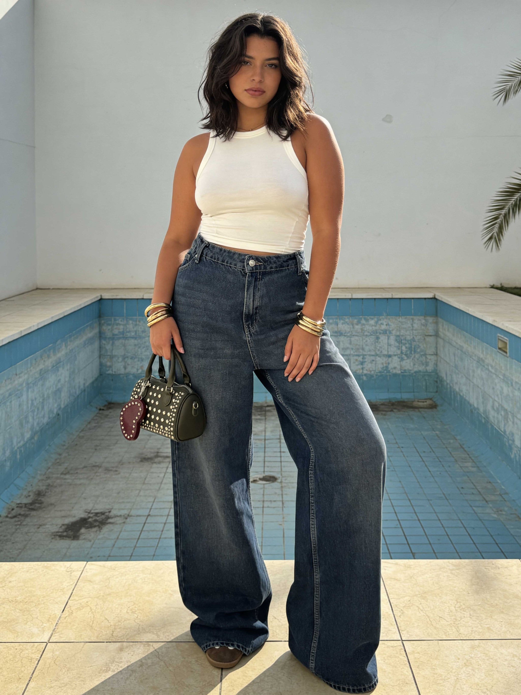 Curvy Fit – Baggy High-Waist Vintage Blue Jeans Baggy CIZARO - Cizaro Jeans