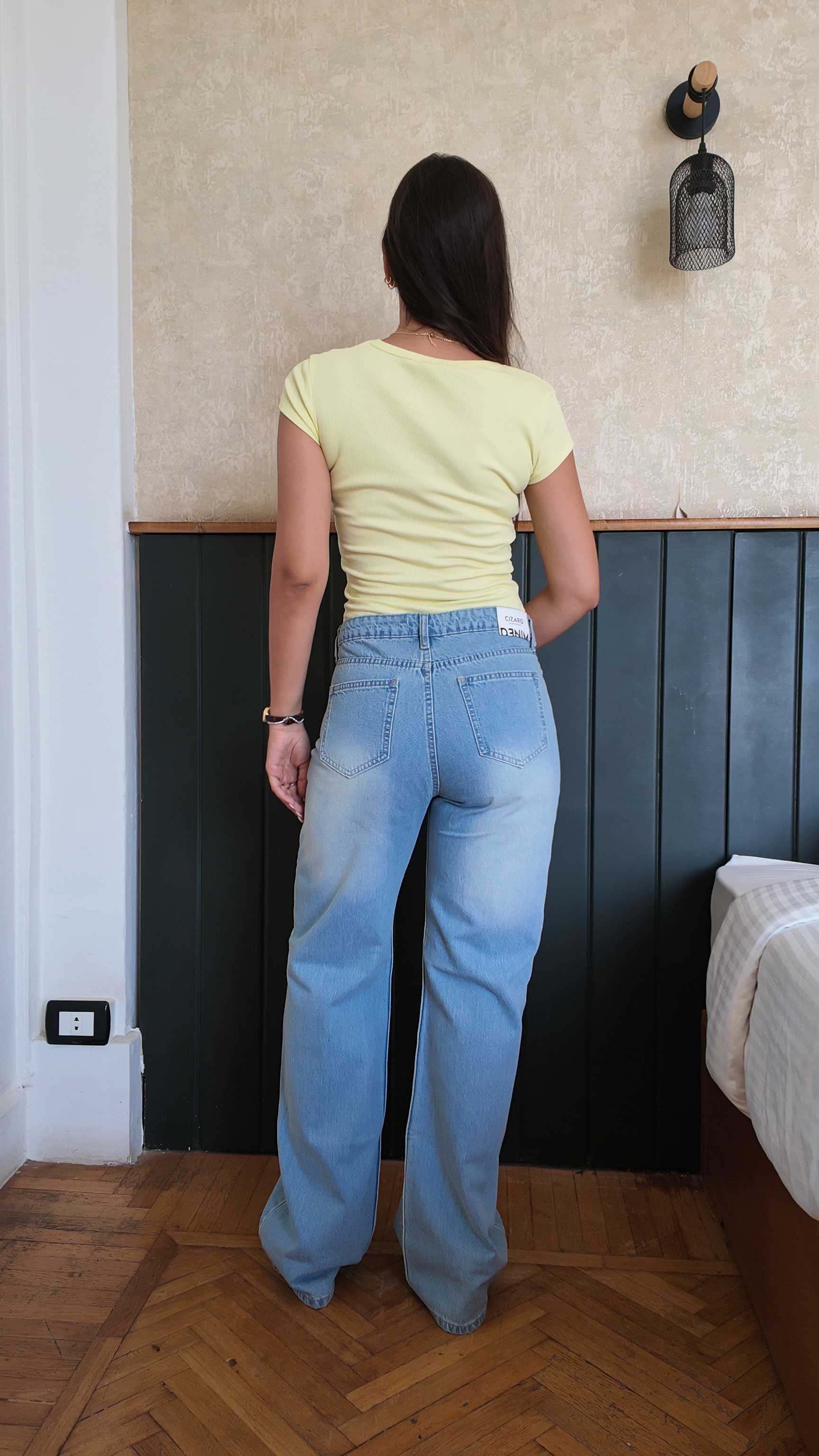 Crossover Baggy Mid-Waist Frosted Sky Blue Jeans