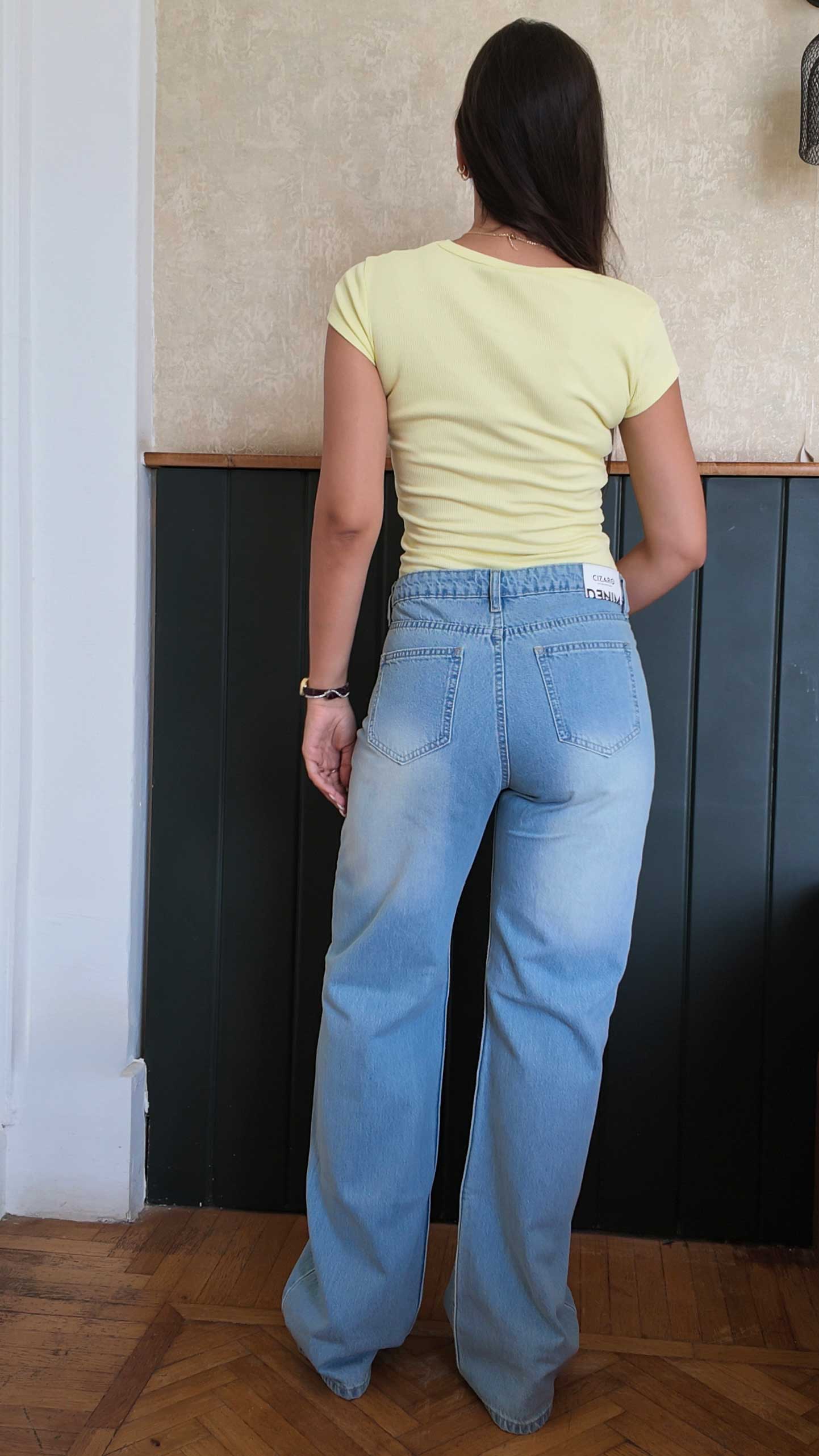 Crossover Baggy Mid-Waist Frosted Sky Blue Jeans