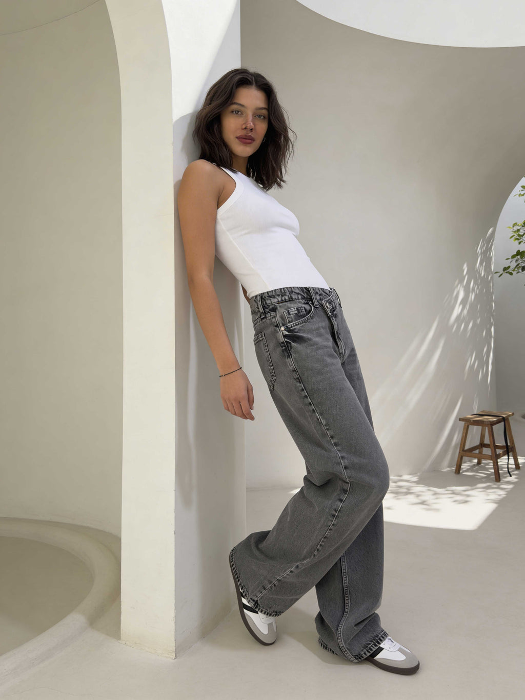 Crossover Baggy – Mid-Waist Perfect Grey Jeans Baggy CIZARO - Cizaro Jeans