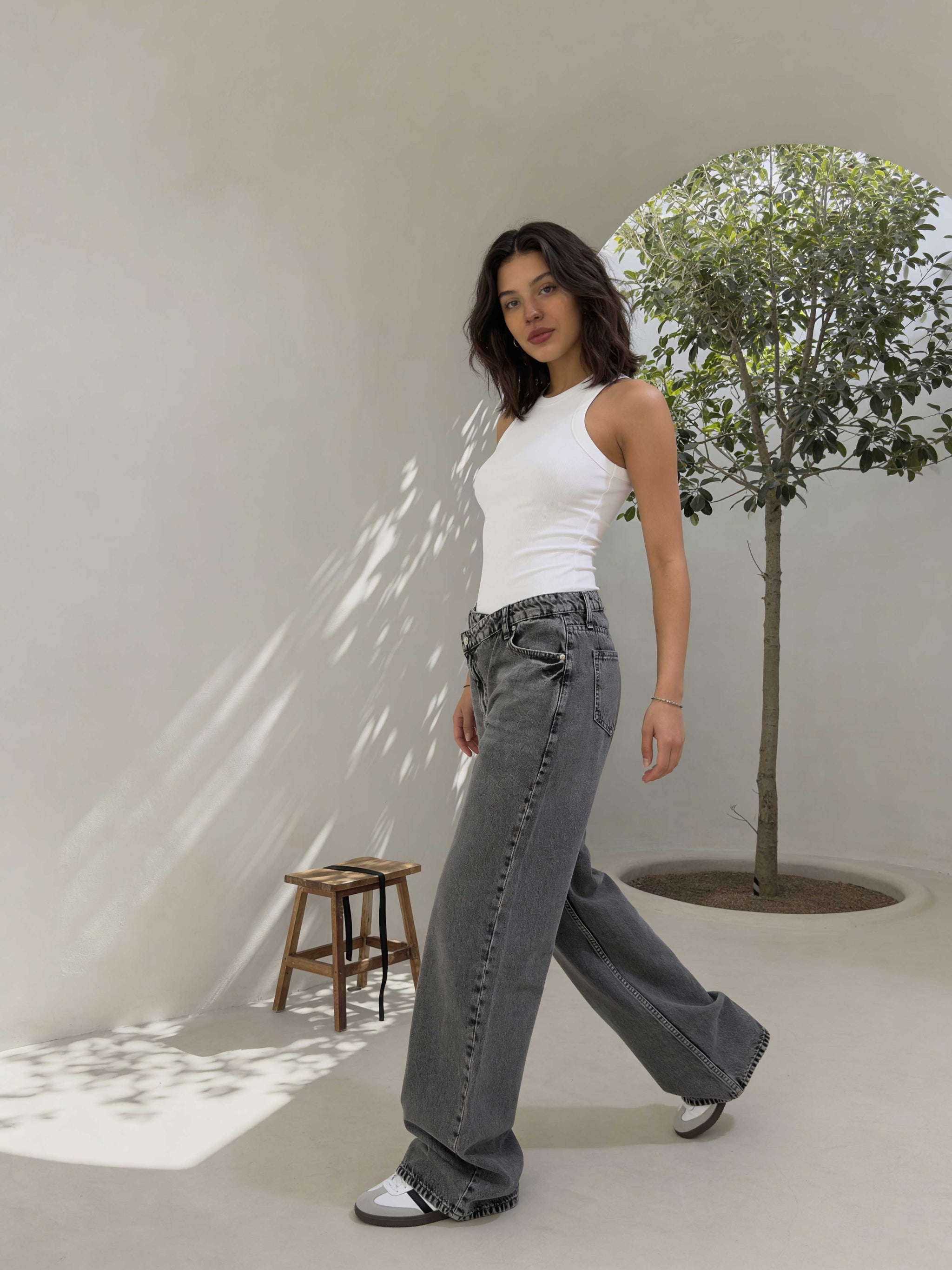 Crossover Baggy – Mid-Waist Perfect Grey Jeans Baggy CIZARO - Cizaro Jeans