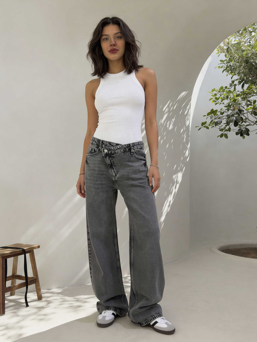 Crossover Baggy – Mid-Waist Perfect Grey Jeans Baggy CIZARO - Cizaro Jeans