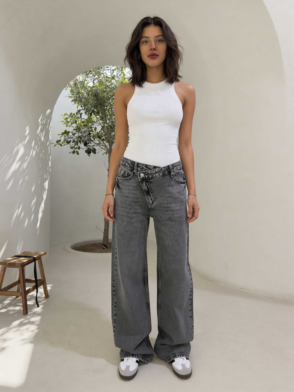 Crossover Baggy – Mid-Waist Perfect Grey Jeans Baggy CIZARO - Cizaro Jeans