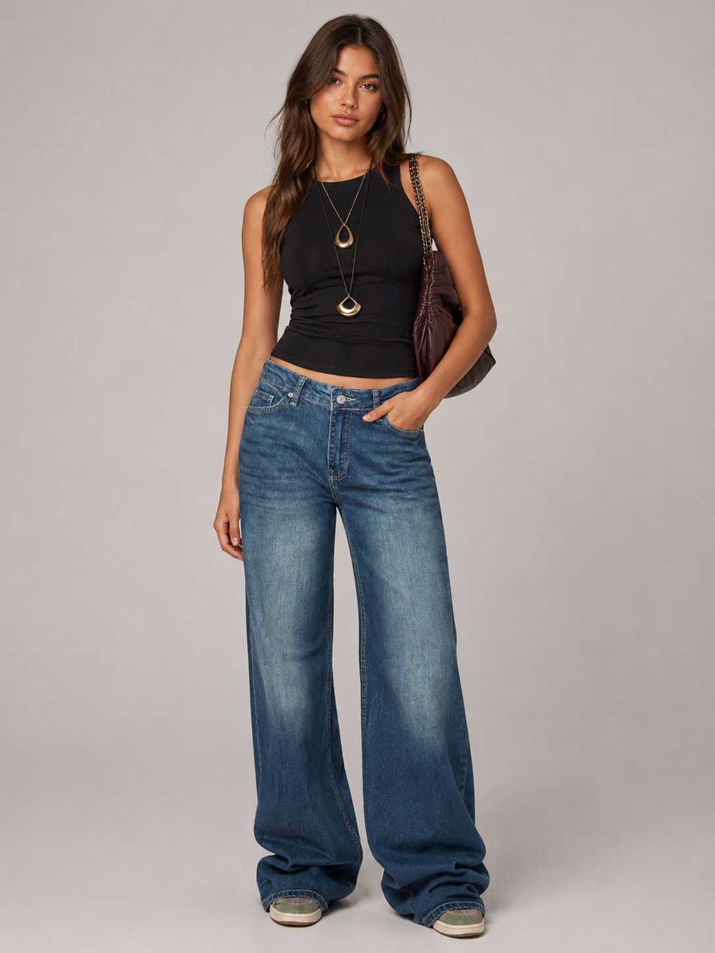 Baggy High Waist – Mid Vintage Green Jeans Baggy CIZARO - Cizaro Jeans