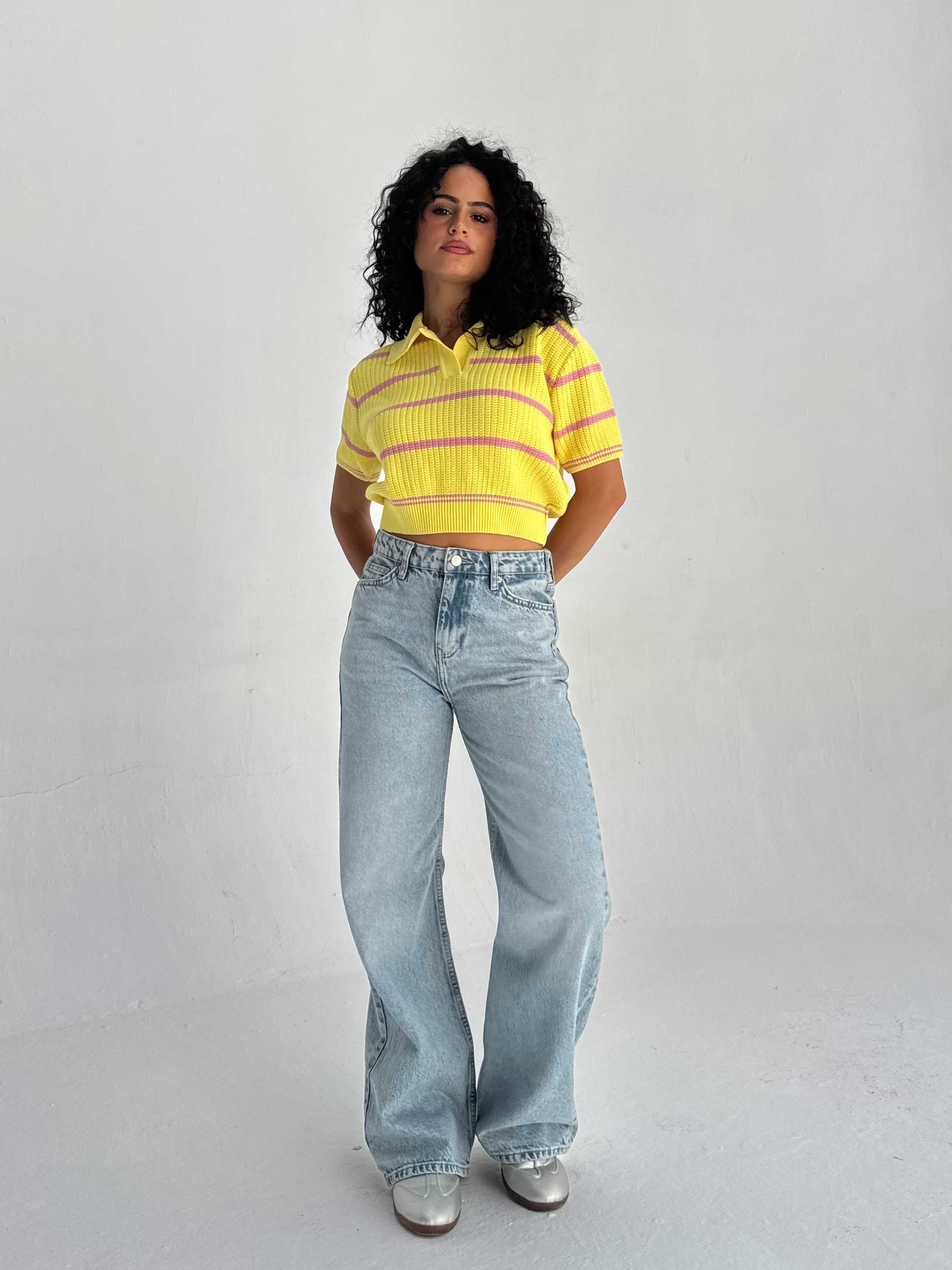 Baggy High Waist Flex Waist – Light Acid Blue Jeans
