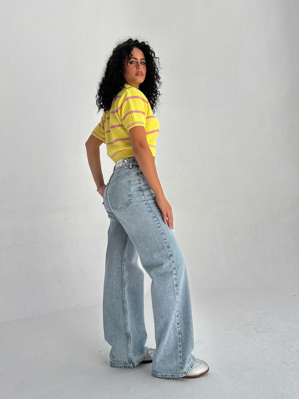 Baggy High Waist Flex Waist – Light Acid Blue Jeans