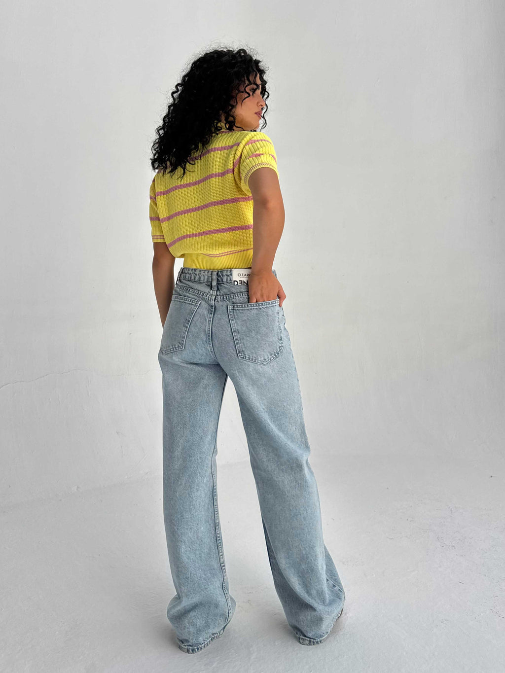Baggy High Waist Flex Waist – Light Acid Blue Jeans