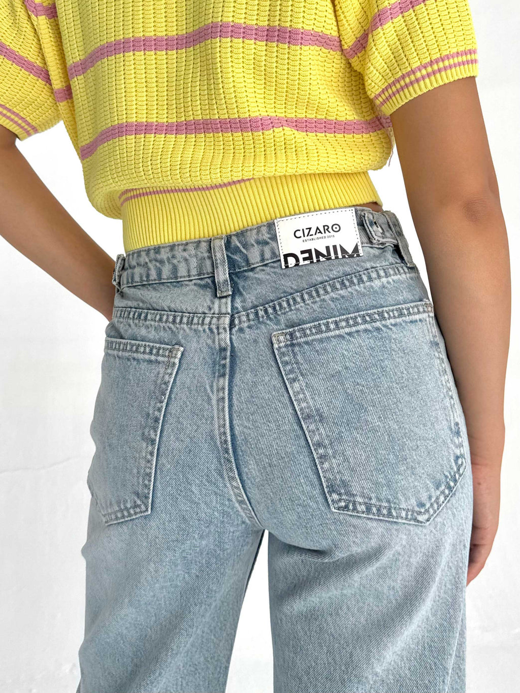 Baggy High Waist Flex Waist – Light Acid Blue Jeans
