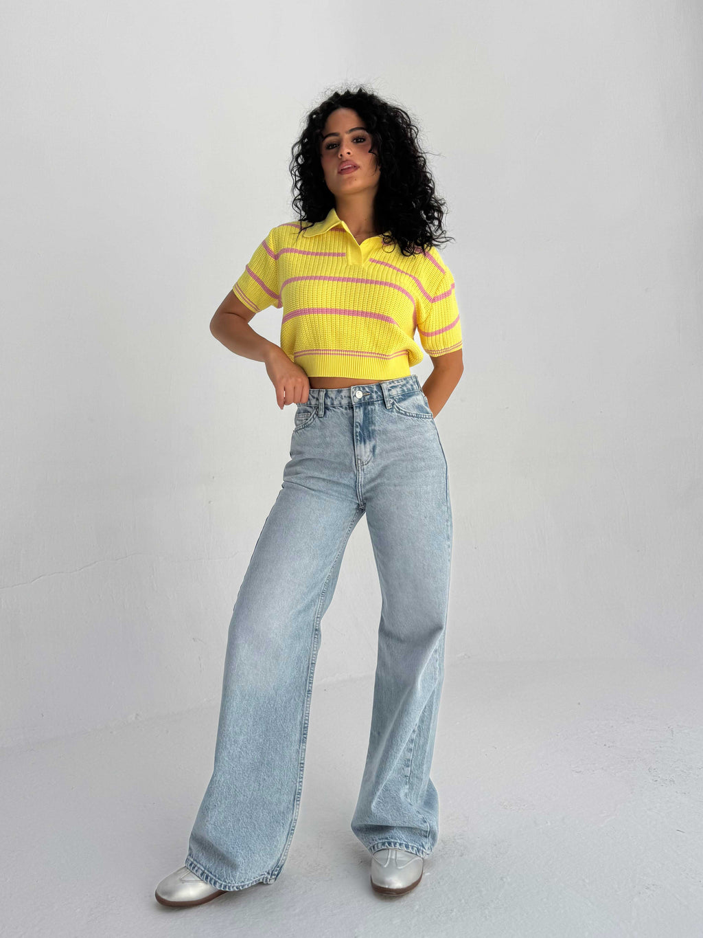 Baggy High Waist Flex Waist – Light Acid Blue Jeans