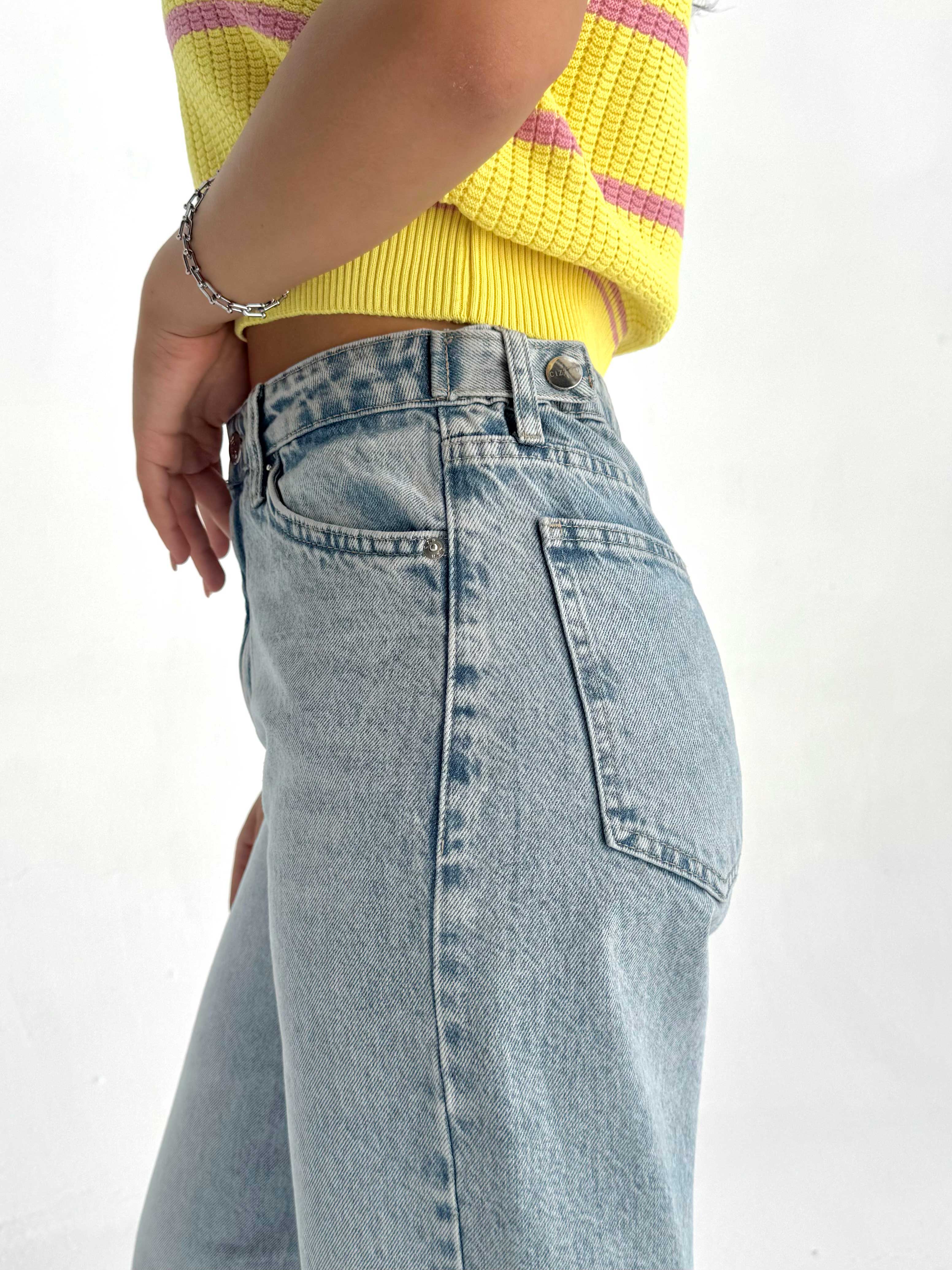 Baggy High Waist Flex Waist – Light Acid Blue Jeans