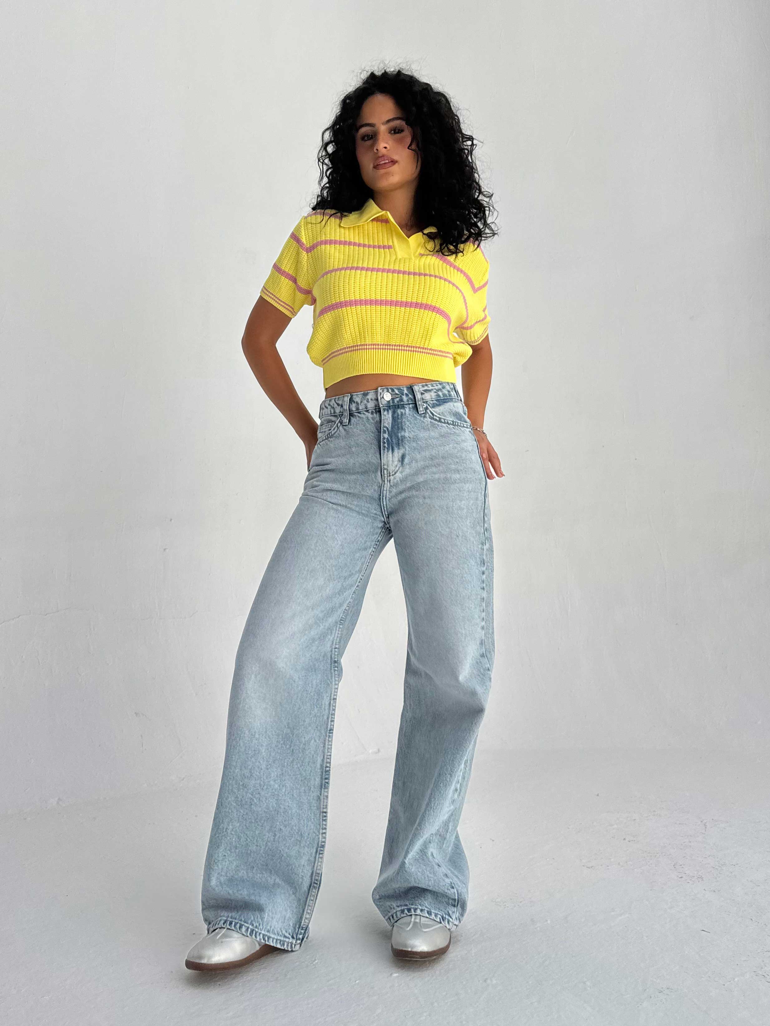 Baggy High Waist Flex Waist – Light Acid Blue Jeans