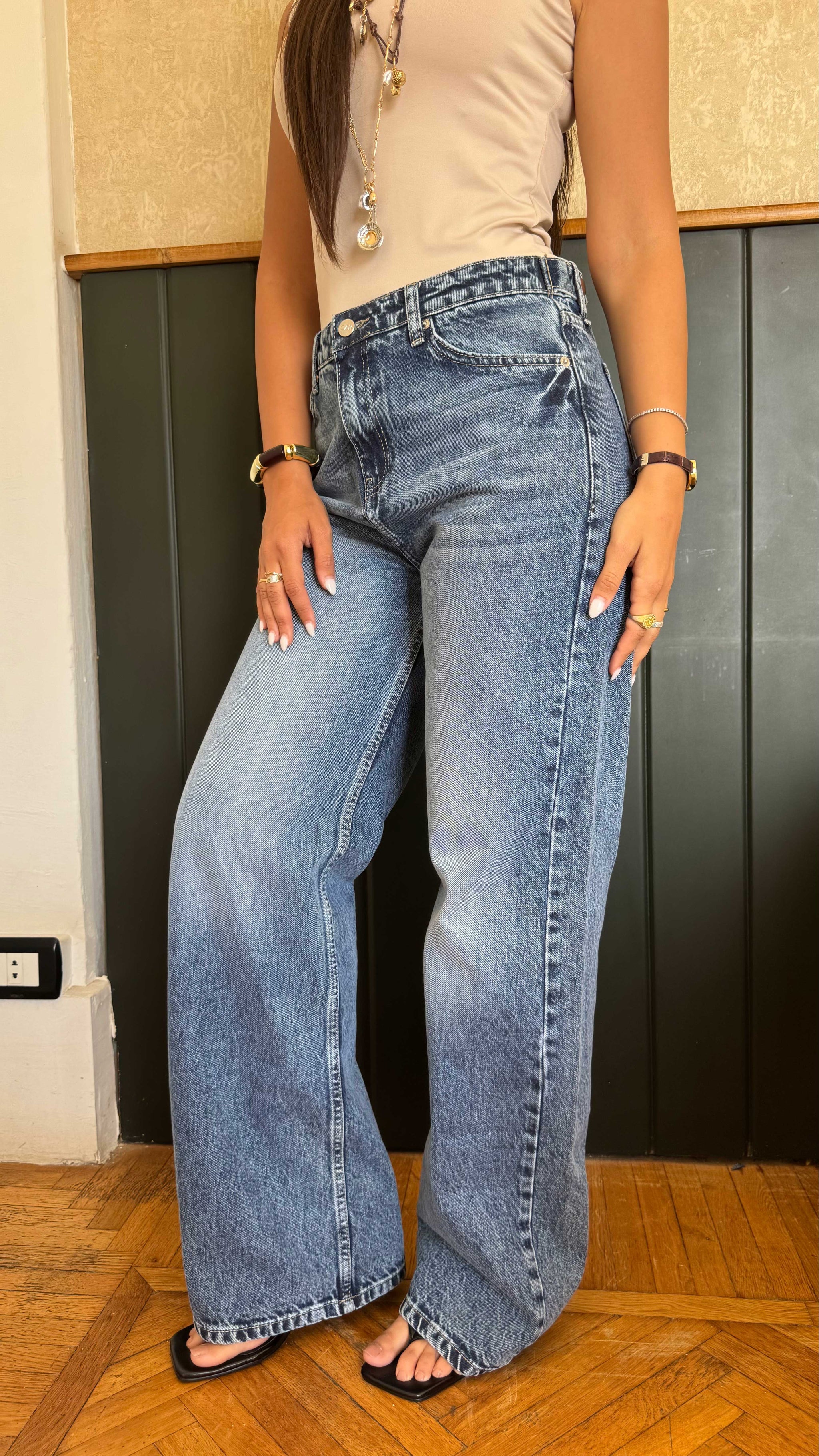 Baggy High-Waist Flex Waist Cloud-Washed Vintage Blue Jeans
