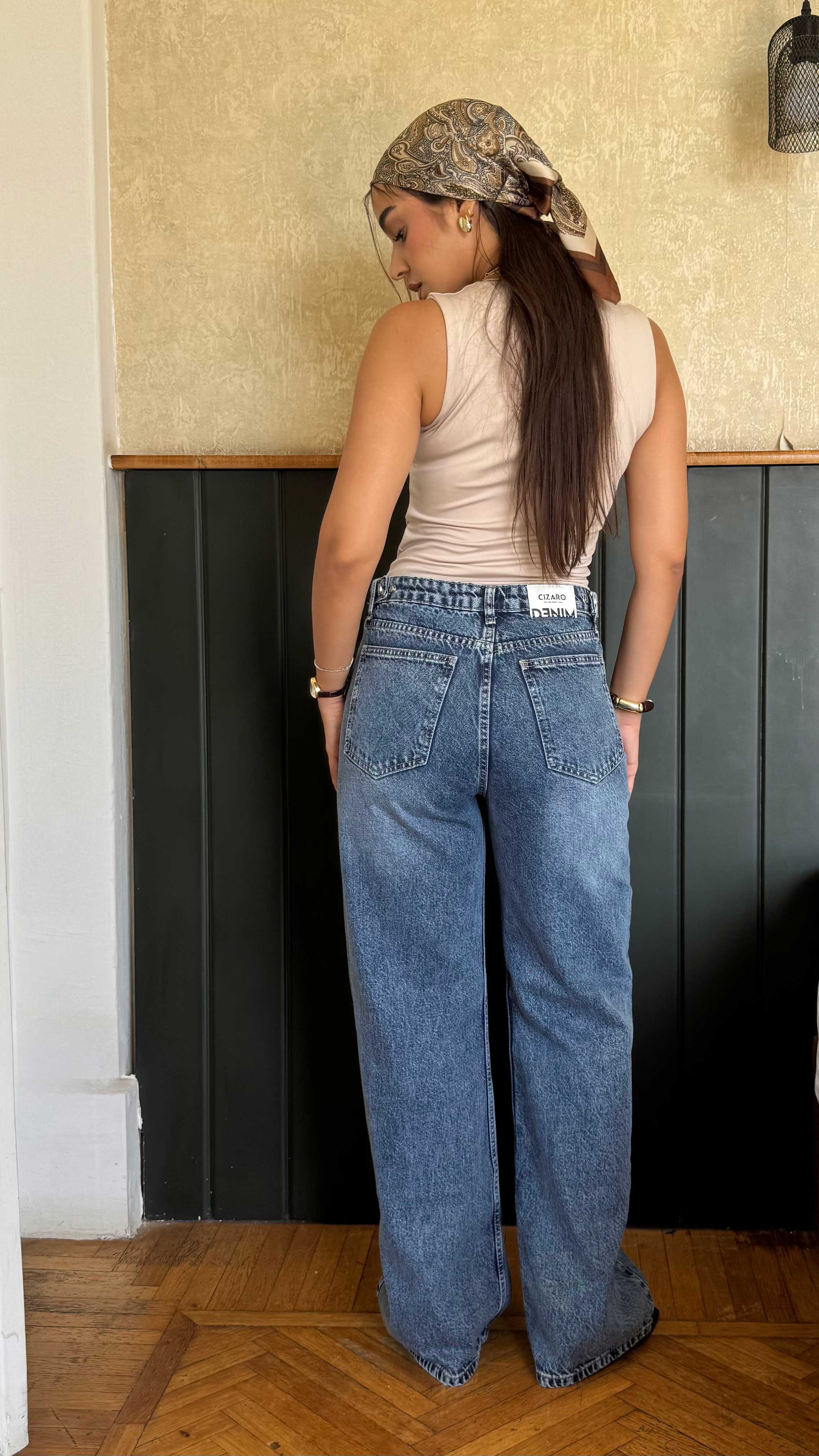 Baggy High-Waist Flex Waist Cloud-Washed Vintage Blue Jeans