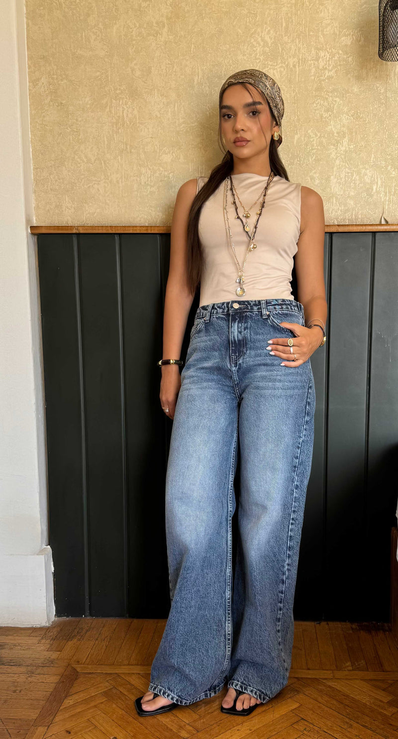 Baggy High-Waist Flex Waist Cloud-Washed Vintage Blue Jeans Baggy CIZARO - Cizaro Jeans
