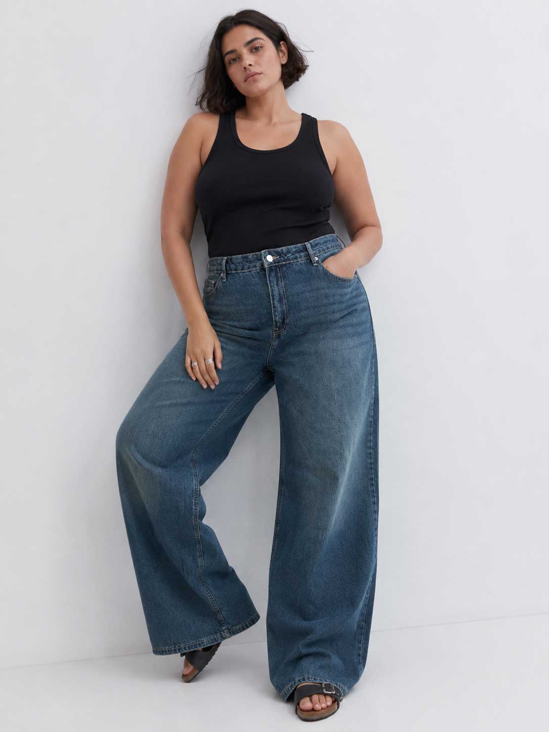 Baggy High waist Mid vintage blue jeans