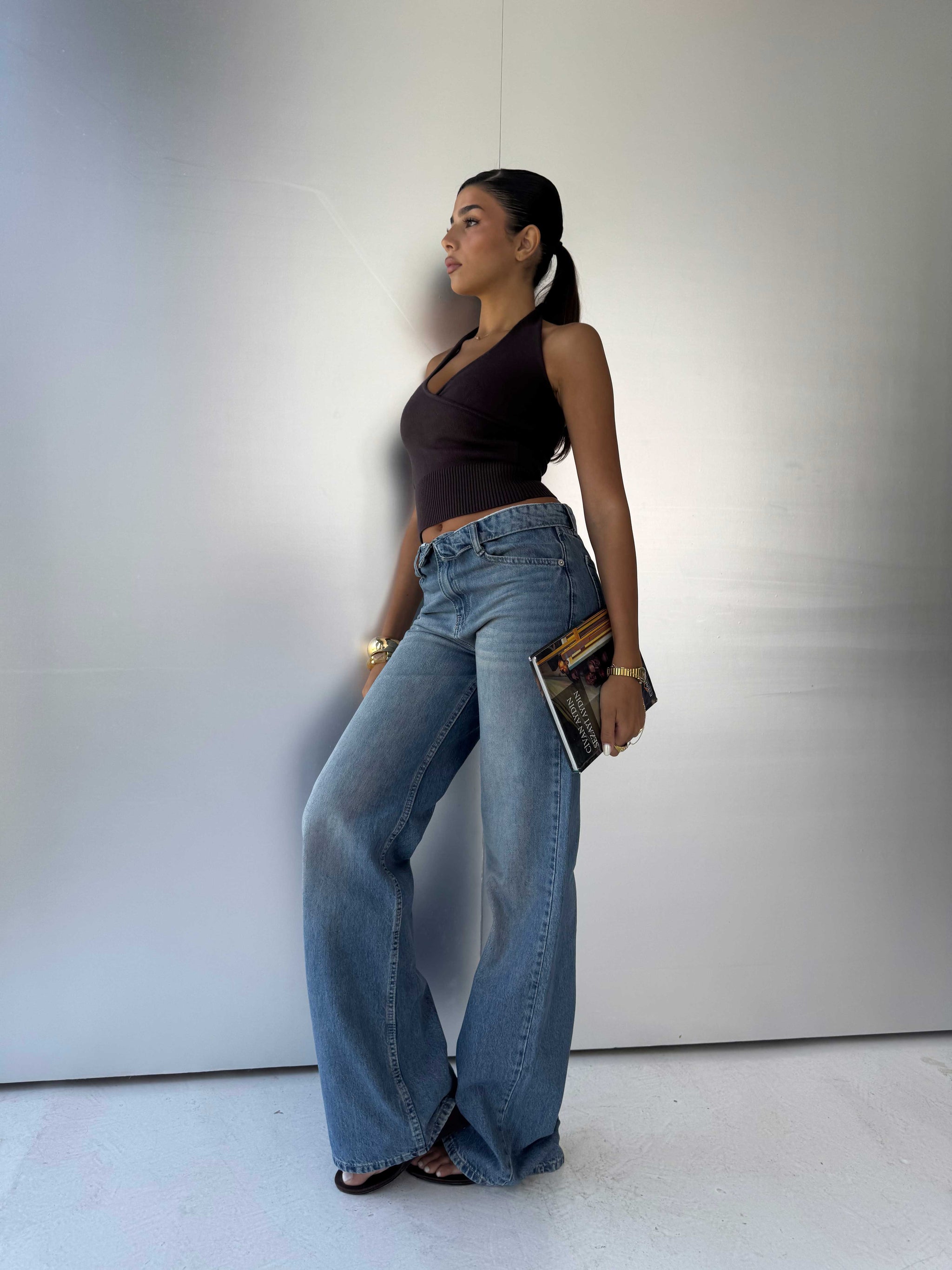 Folded Waistband Baggy – Low-Waist Light Vintage Blue Jeans
