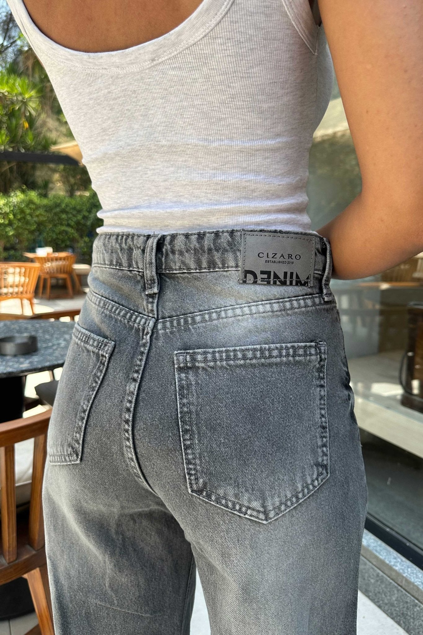 Super Baggy - High-Waist Light Gray Jeans Baggy CIZARO - Cizaro Jeans