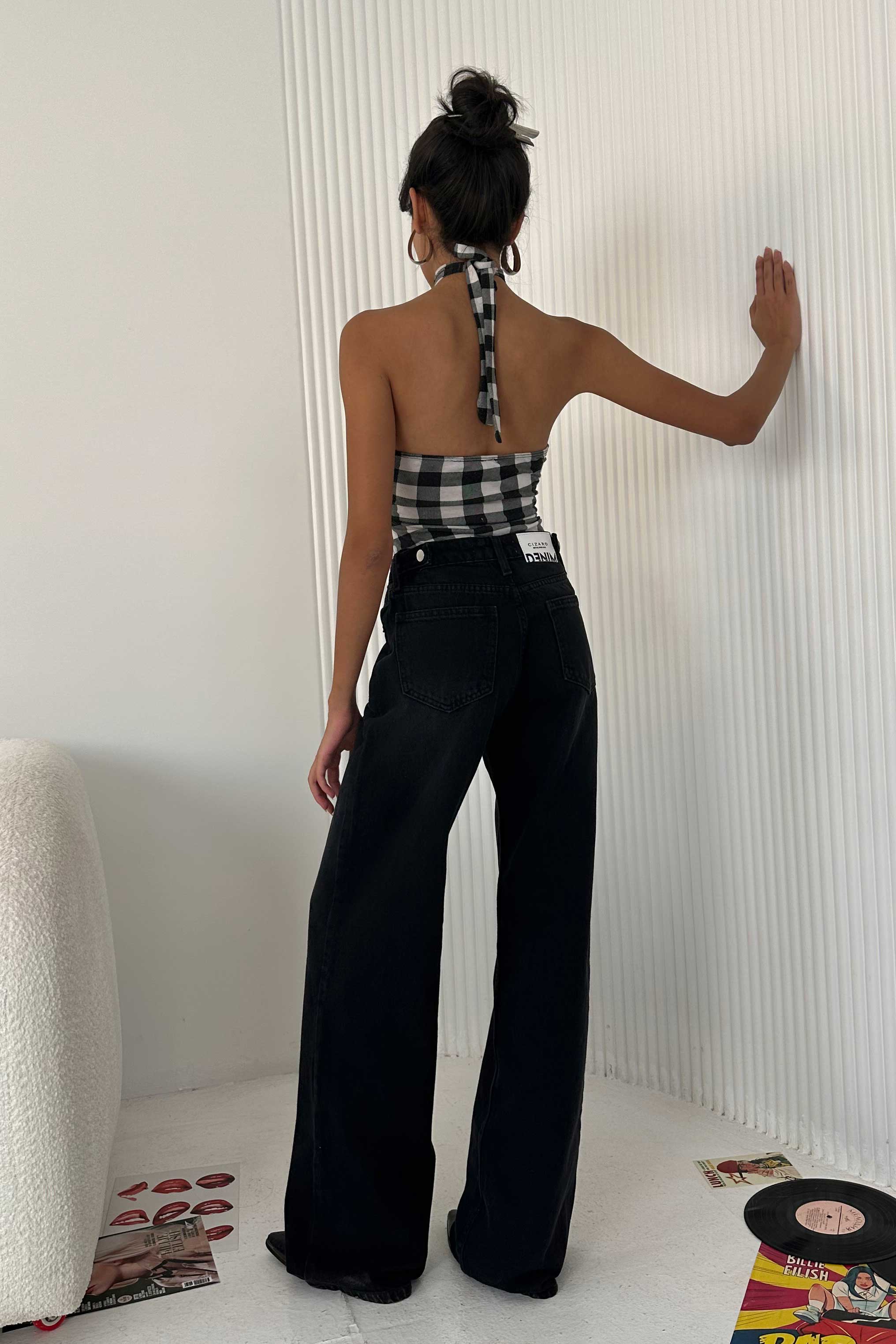 Baggy - Mid Rise Flex Waist Washed Black Jeans Baggy CIZARO - Cizaro Jeans