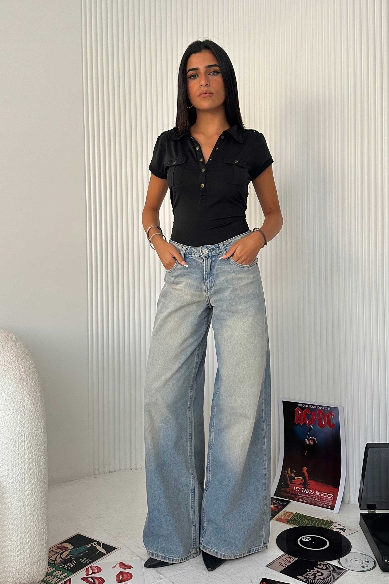Baggy - Low Waist Light Vintage Blue Jeans baggy CIZARO - Cizaro Jeans