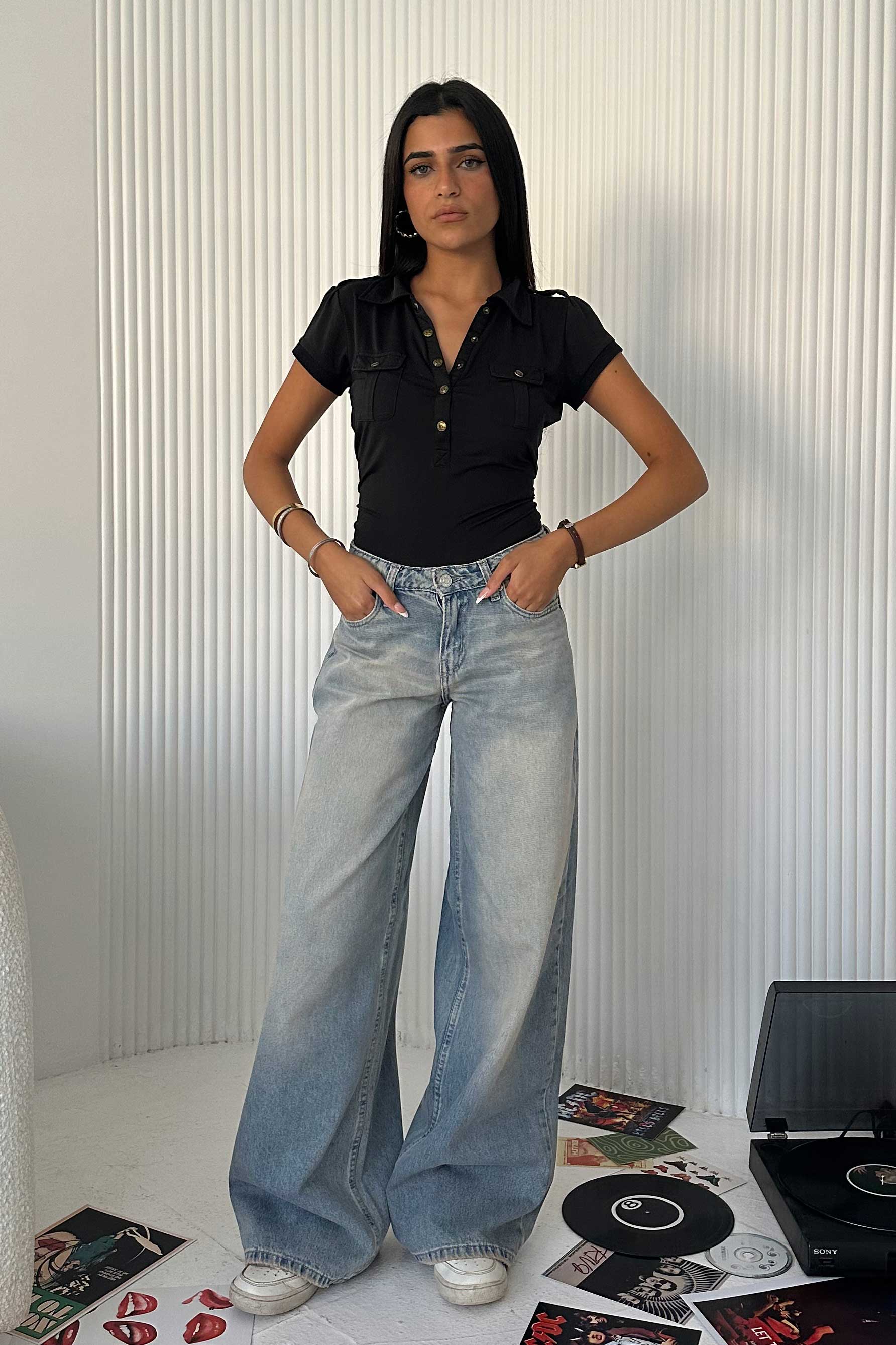 Baggy - Low Waist Light Vintage Blue Jeans baggy CIZARO - Cizaro Jeans
