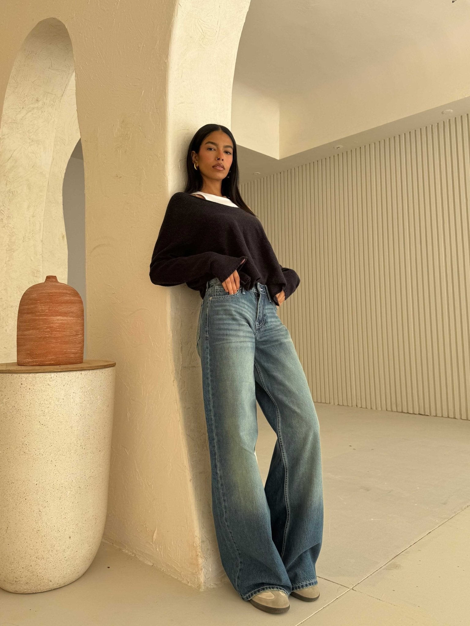 Baggy – Mid Rise in Deep Vintage Blue Baggy CIZARO - Cizaro Jeans