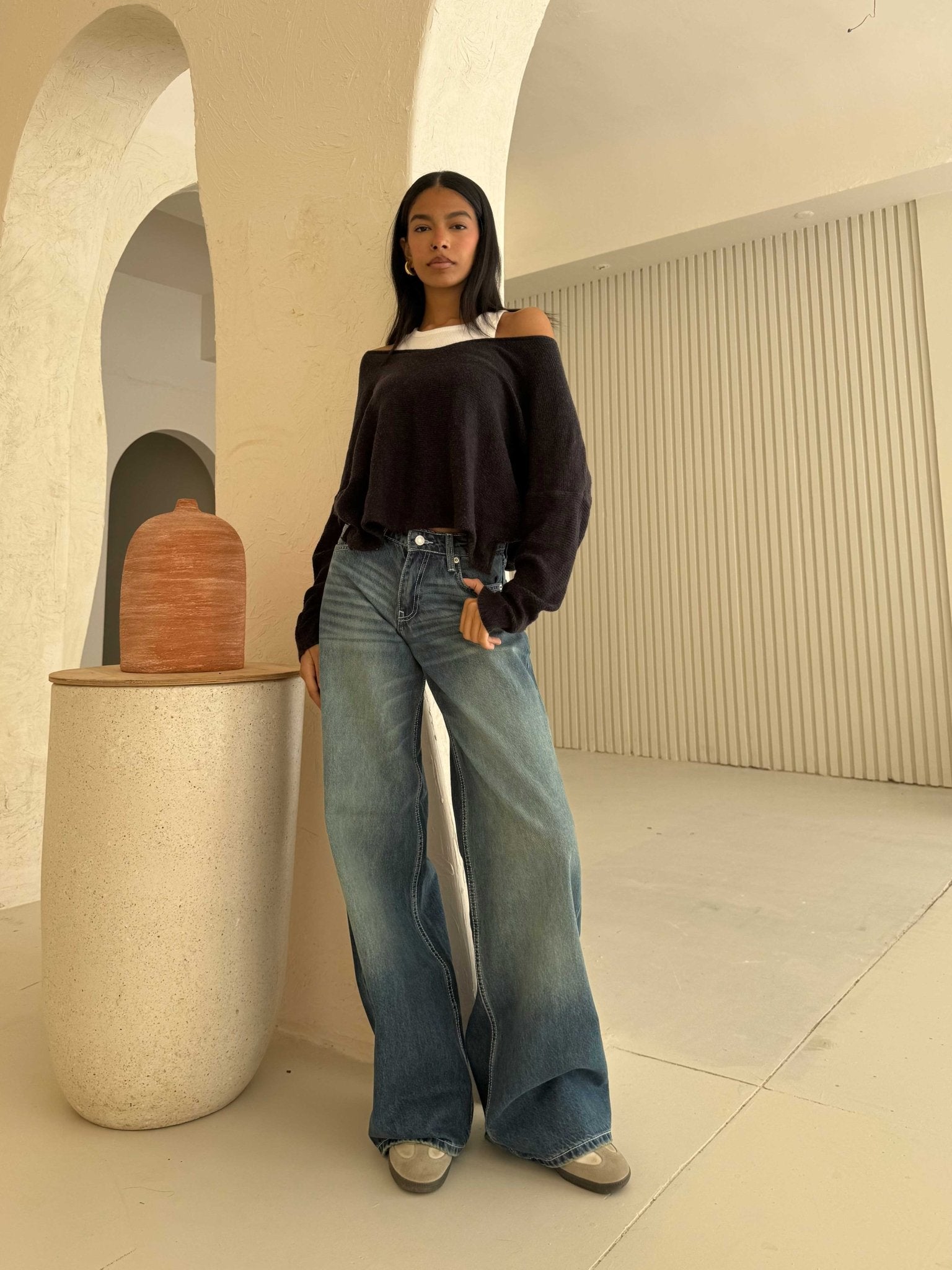 Baggy – Mid Rise in Deep Vintage Blue Baggy CIZARO - Cizaro Jeans