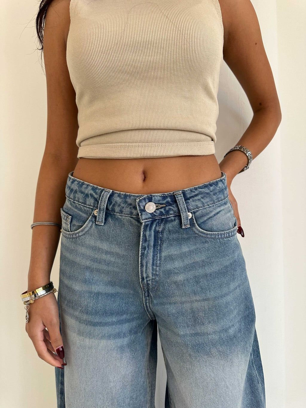 Super Baggy – Mid Rise Marine Vintage Blue Jeans Baggy CIZARO - Cizaro Jeans