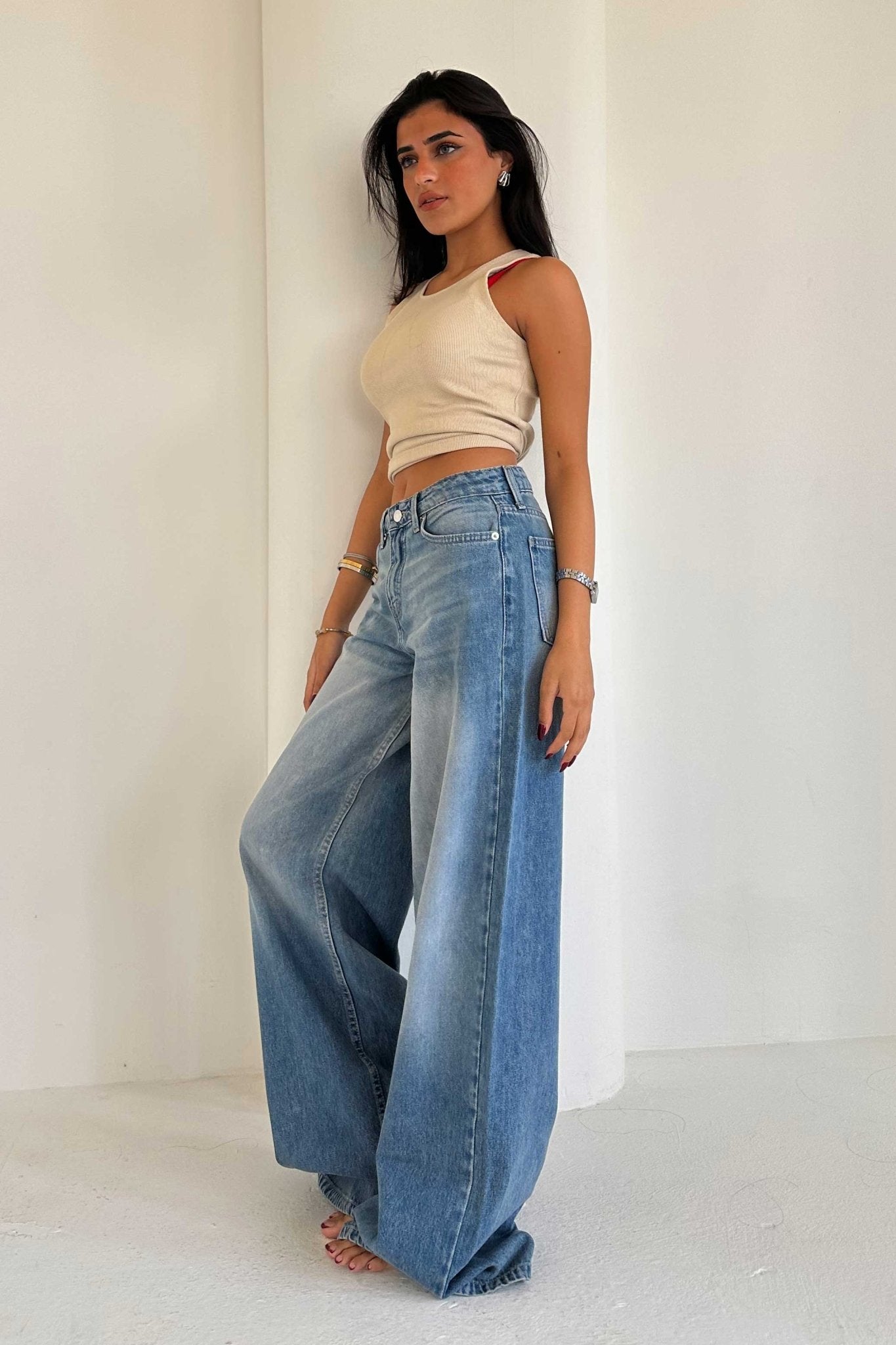 Super Baggy – Mid Rise Marine Vintage Blue Jeans Baggy CIZARO - Cizaro Jeans