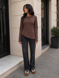 Back-Tie Flare Sleeve Blouse – Brown