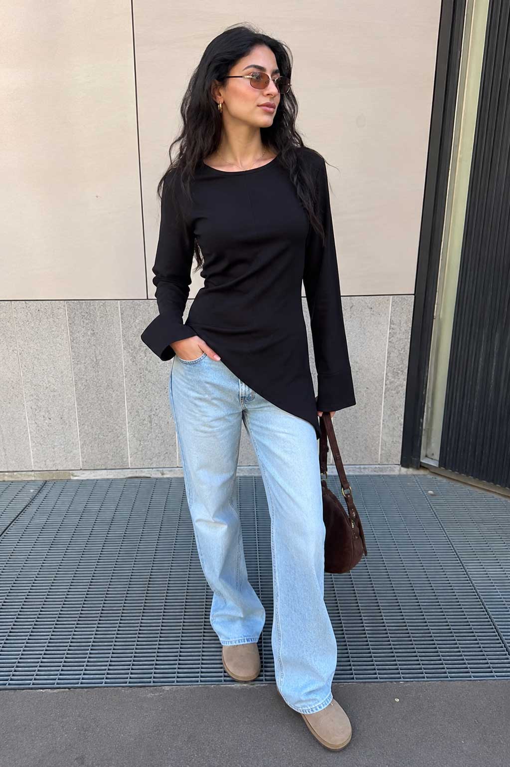 Back-Tie Flare Sleeve Blouse – Black