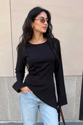 Back-Tie Flare Sleeve Blouse – Black
