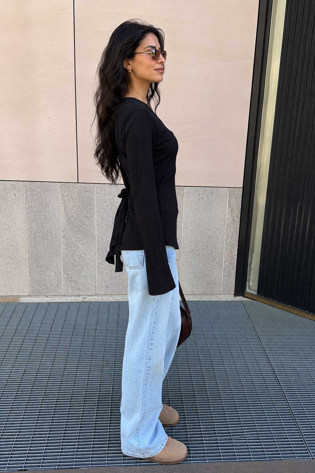 Back-Tie Flare Sleeve Blouse – Black Blouse CIZARO - Cizaro Jeans