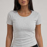 Double-Layer Fitted Short Sleeve U-Neck Top – Heather Gray