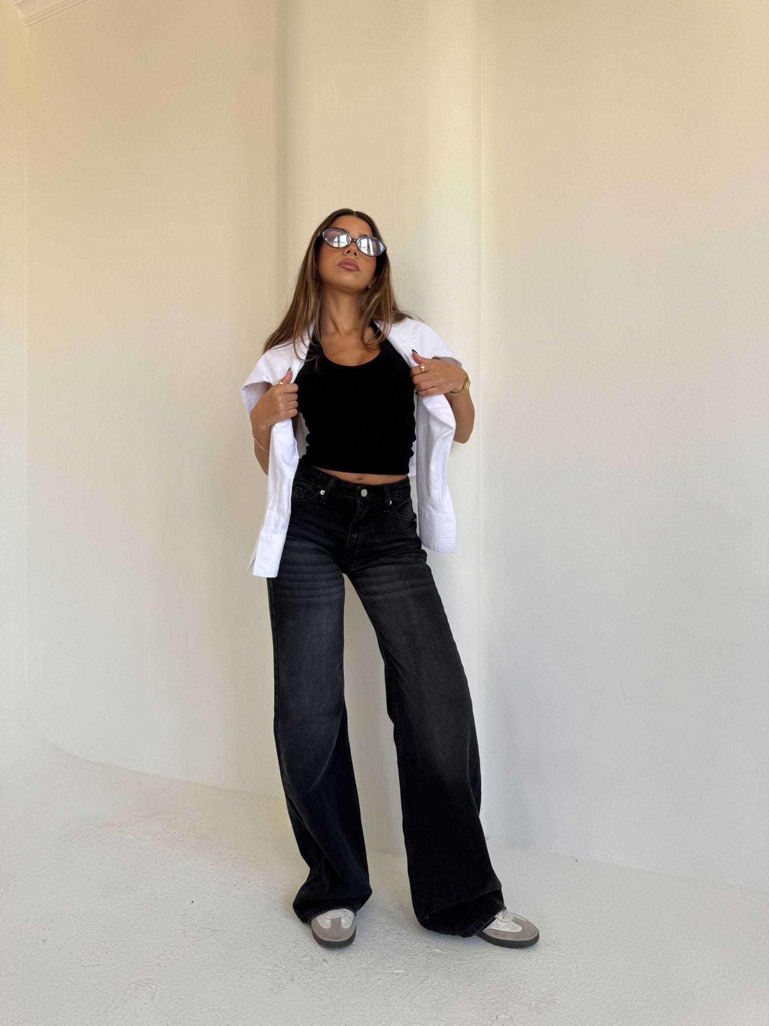 Baggy – Mid Rise Washed Black Jeans Baggy CIZARO - Cizaro Jeans