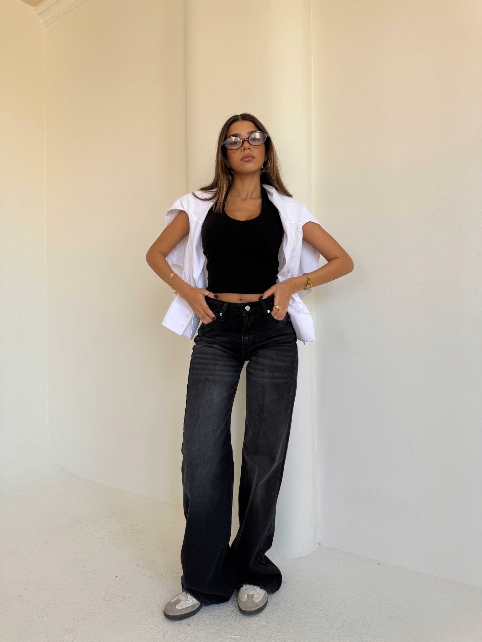 Baggy – Mid Rise Washed Black Jeans Baggy CIZARO - Cizaro Jeans