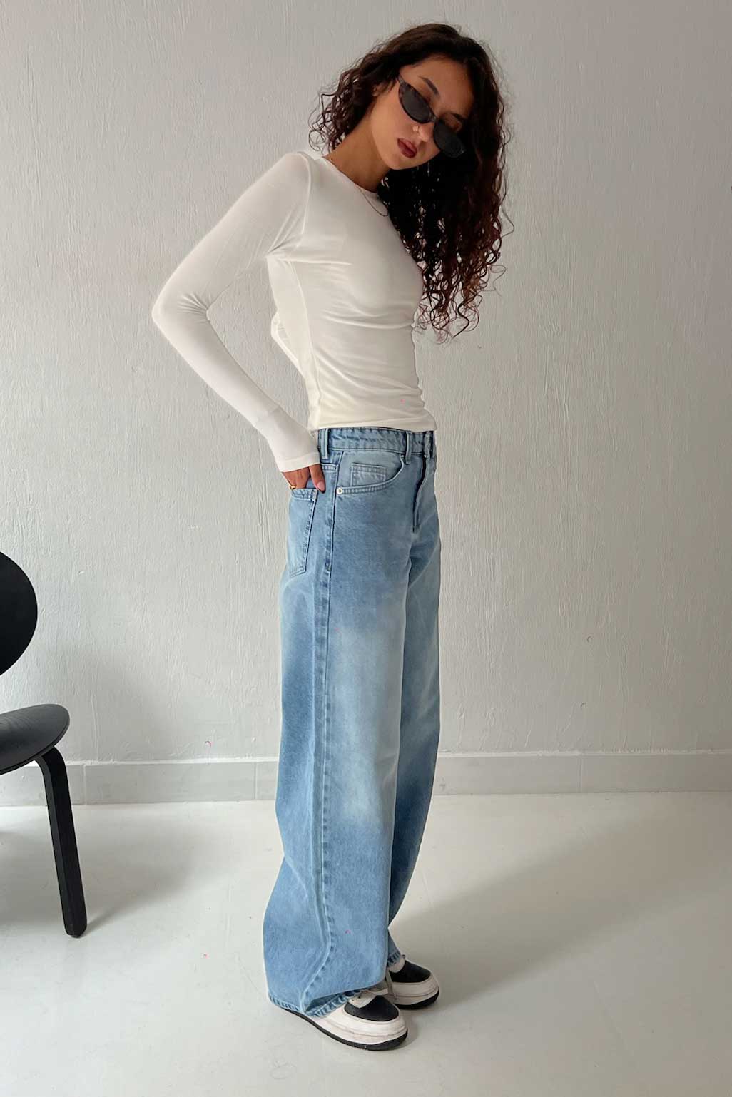 Baggy – Mid Rise Bright Blue Jeans Baggy CIZARO - Cizaro Jeans