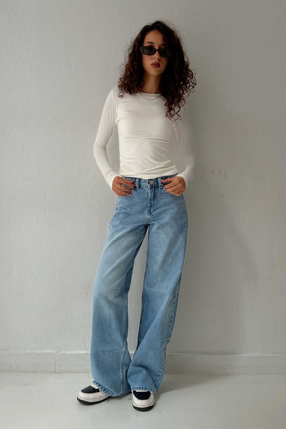 Baggy – Mid Rise Bright Blue Jeans Baggy CIZARO - Cizaro Jeans