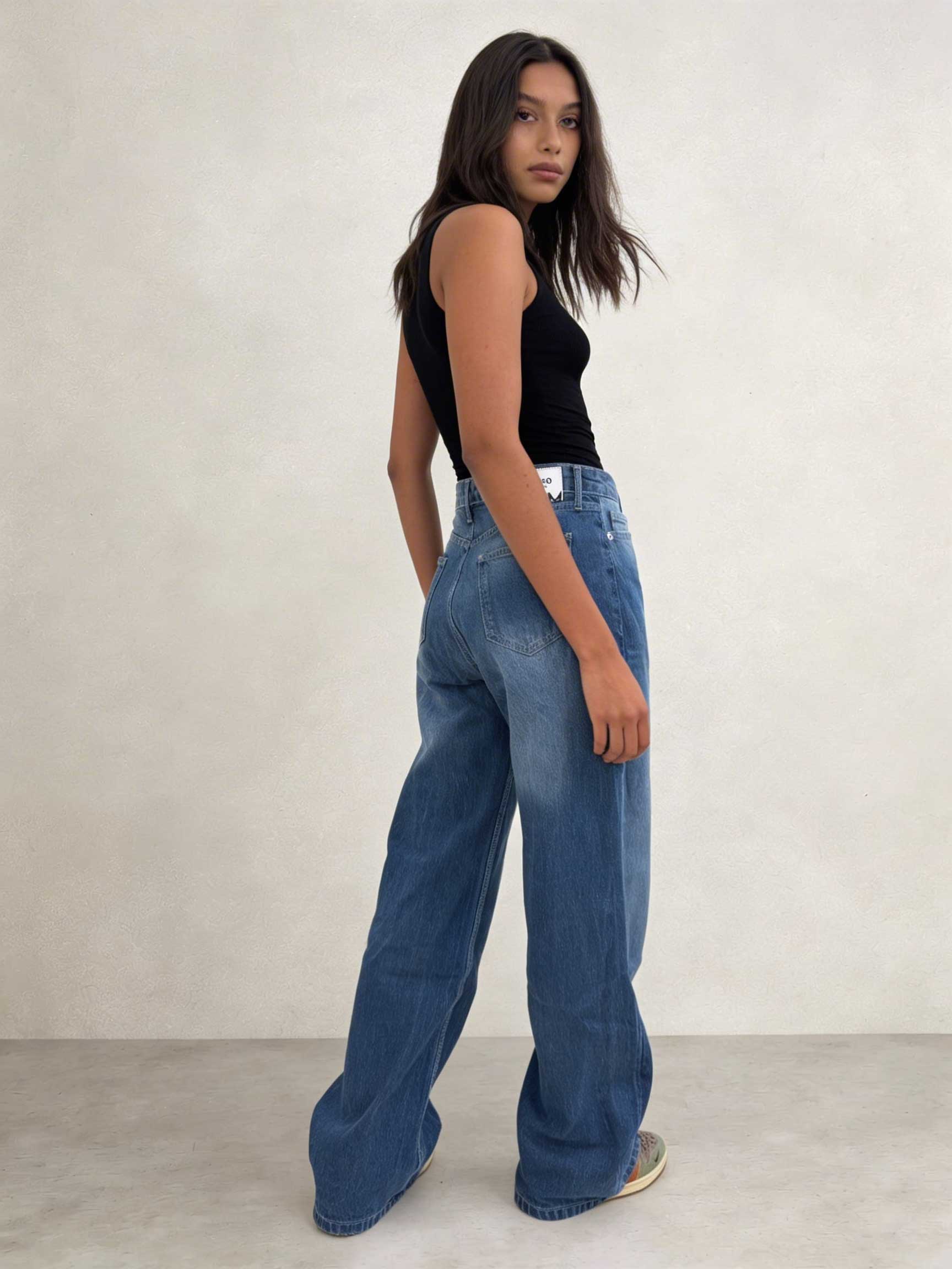 Ultra Comfort Baggy – High-Waist Summer Ocean Blue Jeans Baggy CIZARO - Cizaro Jeans