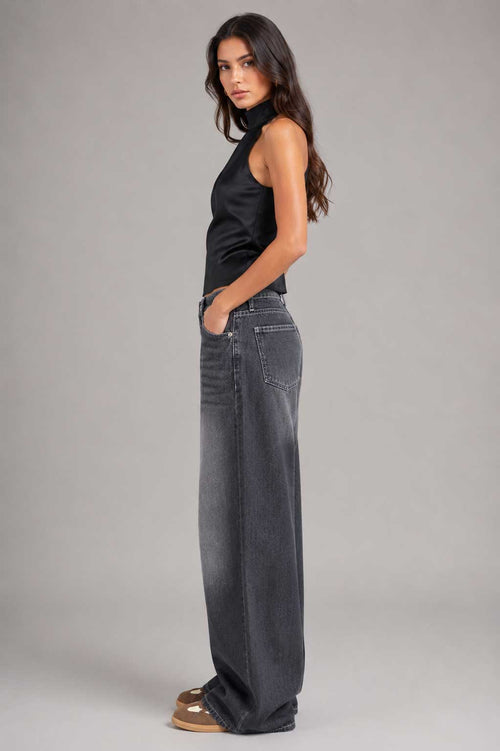 Baggy High Waist Washed Black Jeans