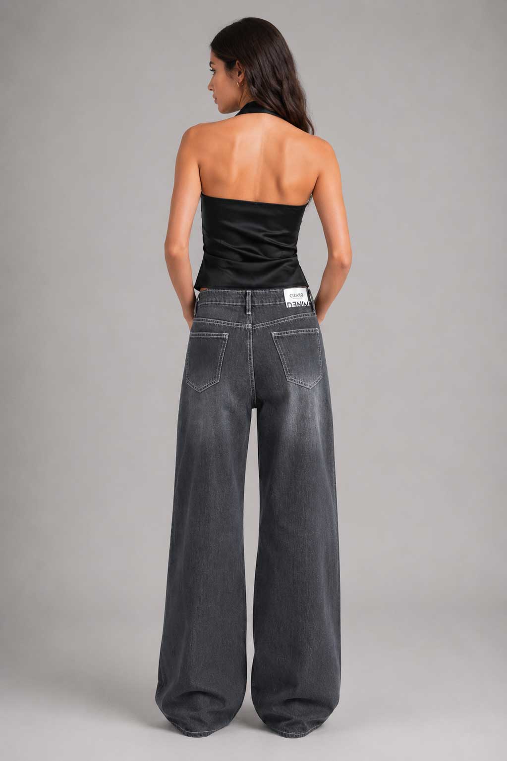 Baggy High Waist Washed Black Jeans Baggy CIZARO - Cizaro Jeans