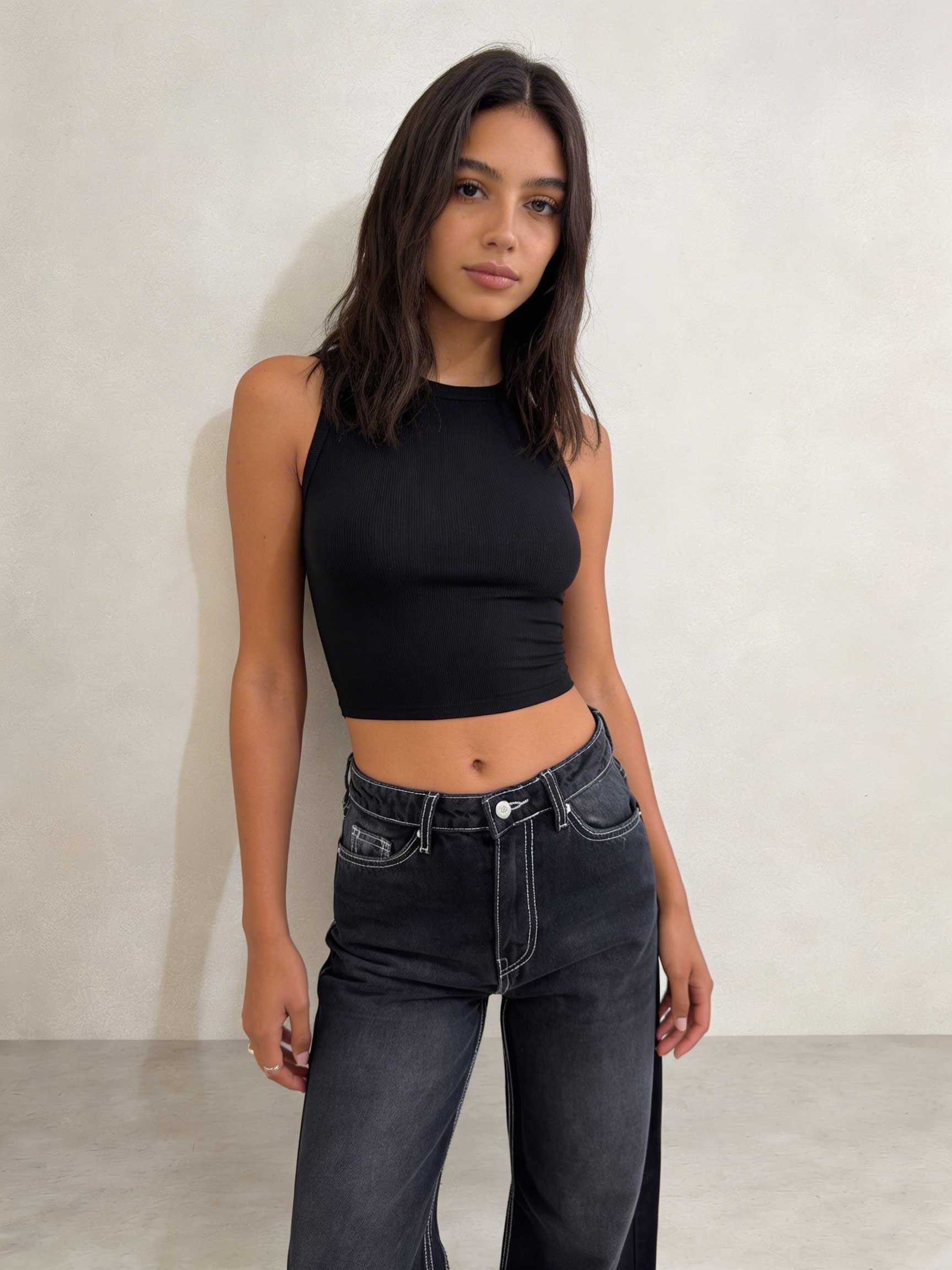 Baggy – High-Waist Black Raw Denim Jeans Baggy CIZARO - Cizaro Jeans