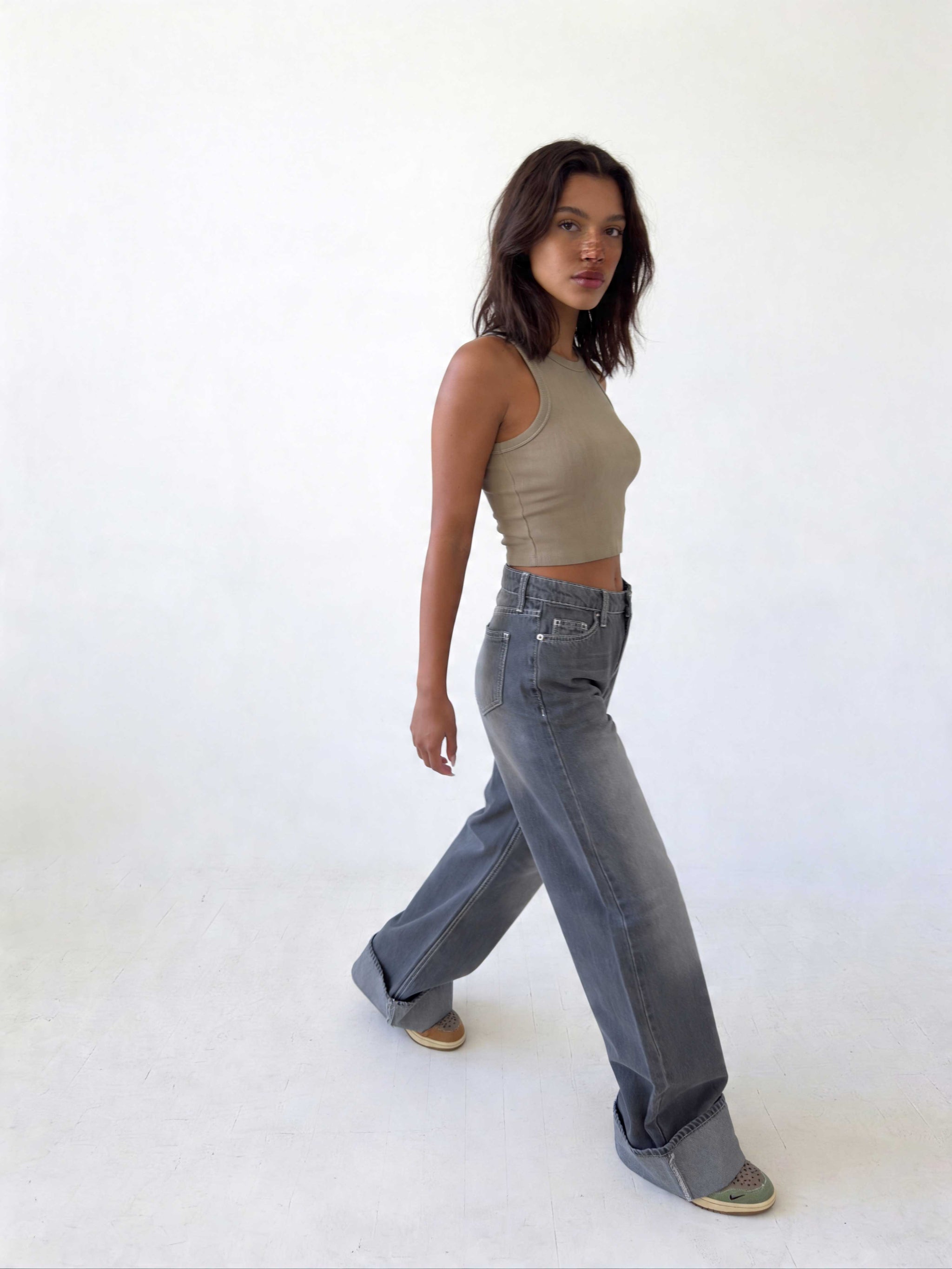 Baggy – High-Waist Faded Grey Jeans Baggy CIZARO - Cizaro Jeans