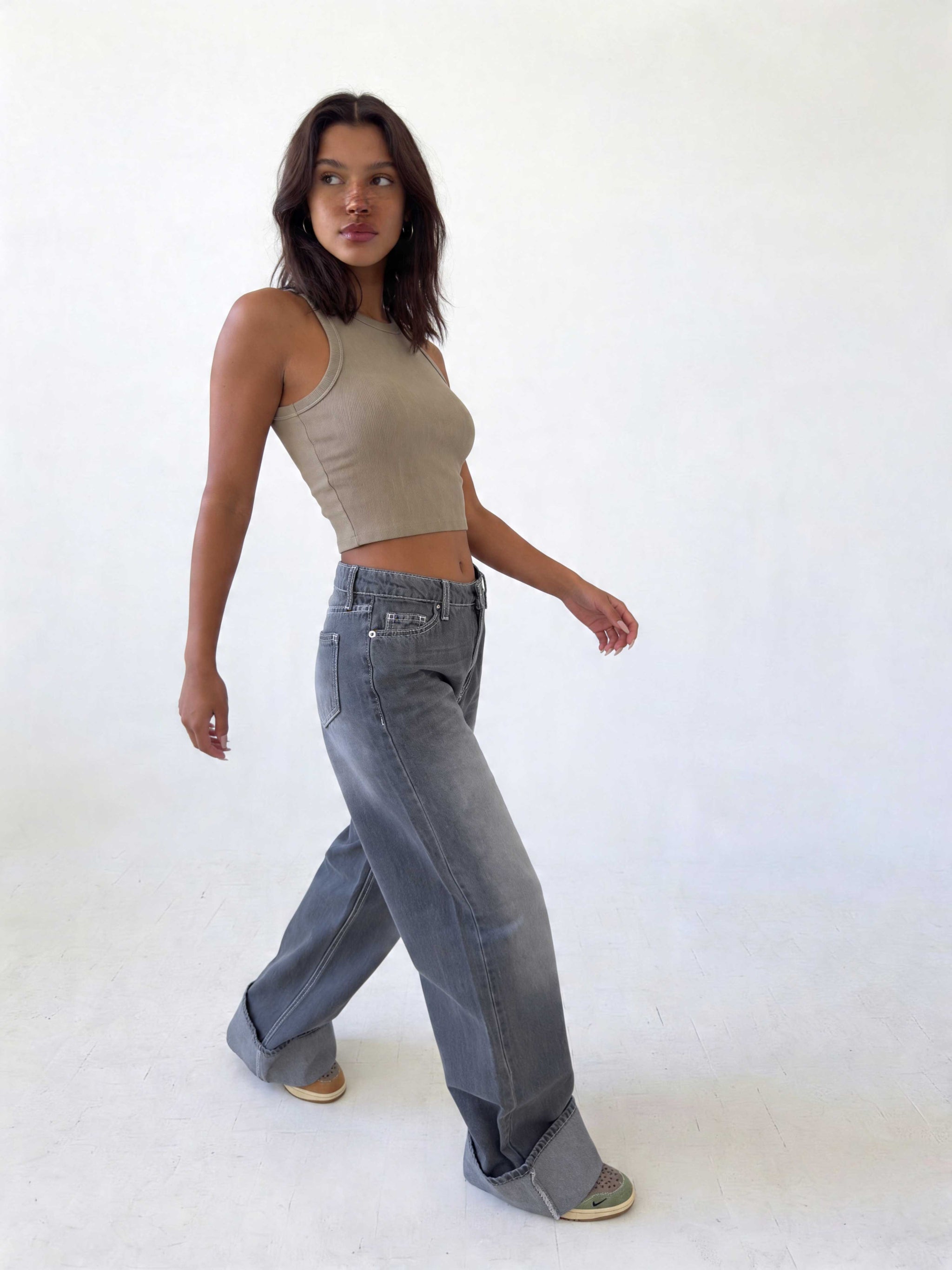 Baggy – High-Waist Faded Grey Jeans Baggy CIZARO - Cizaro Jeans