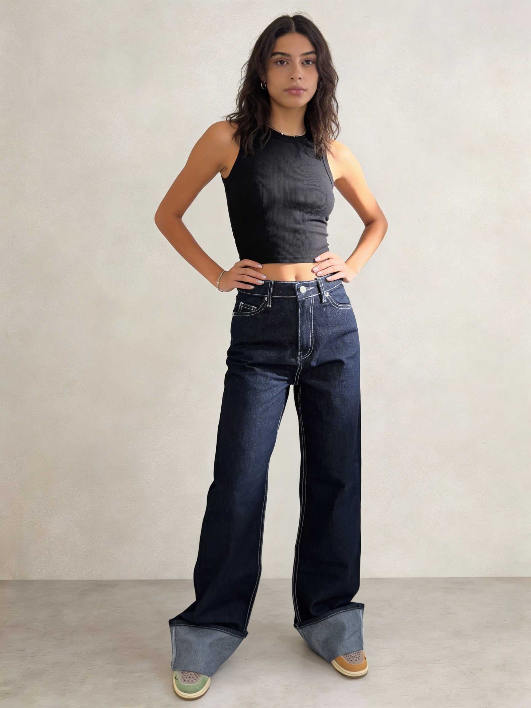 Baggy – High-Waist Real Raw Denim Jeans Baggy CIZARO - Cizaro Jeans