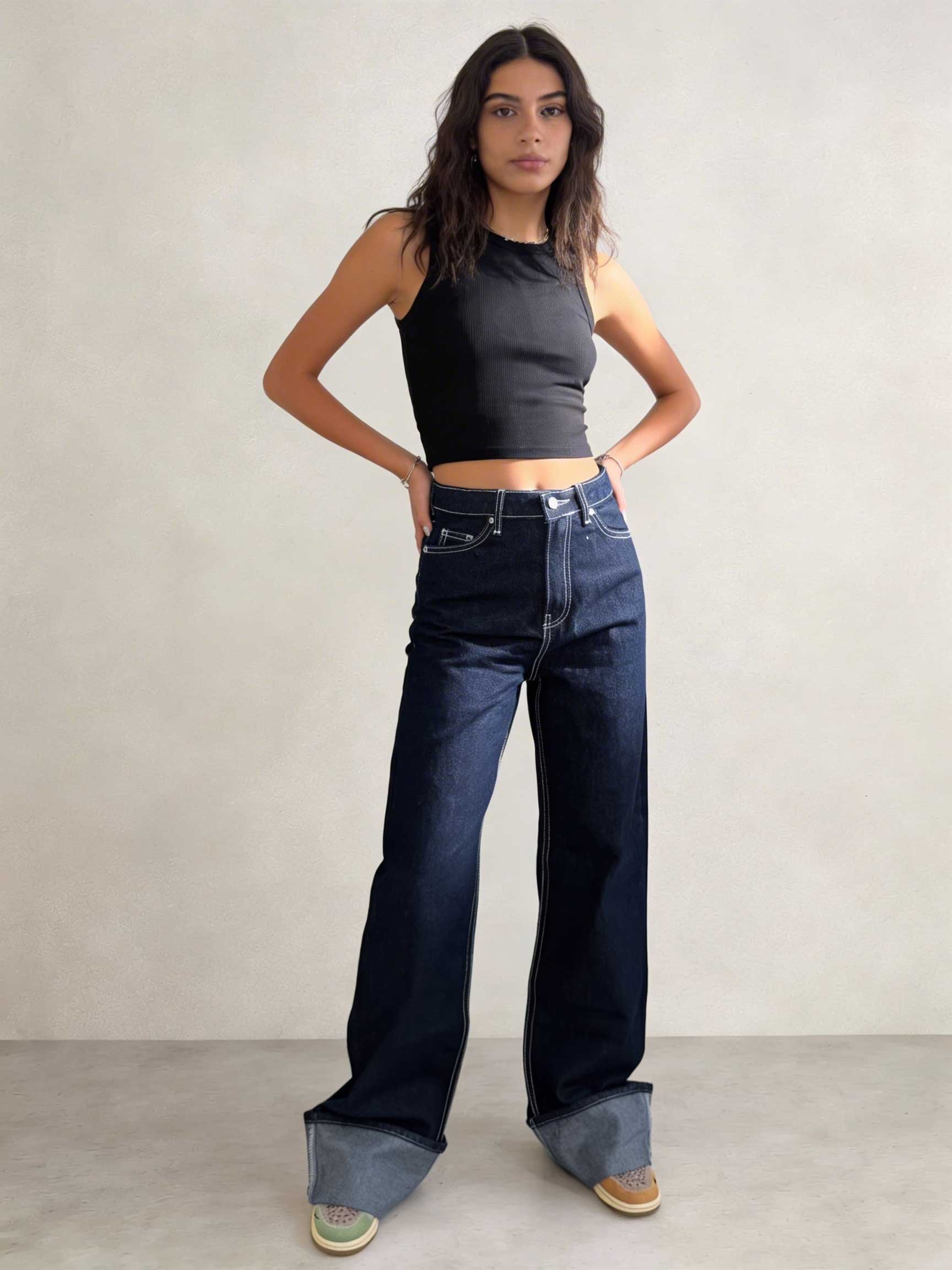 Baggy – High-Waist Real Raw Denim Jeans Baggy CIZARO - Cizaro Jeans