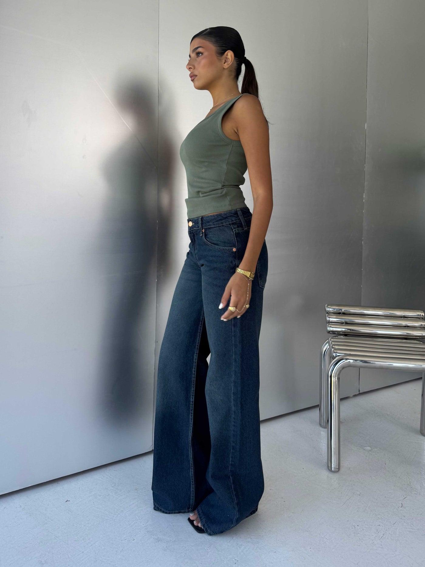 Baggy Low-Waist Deep Vintage Blue Jeans