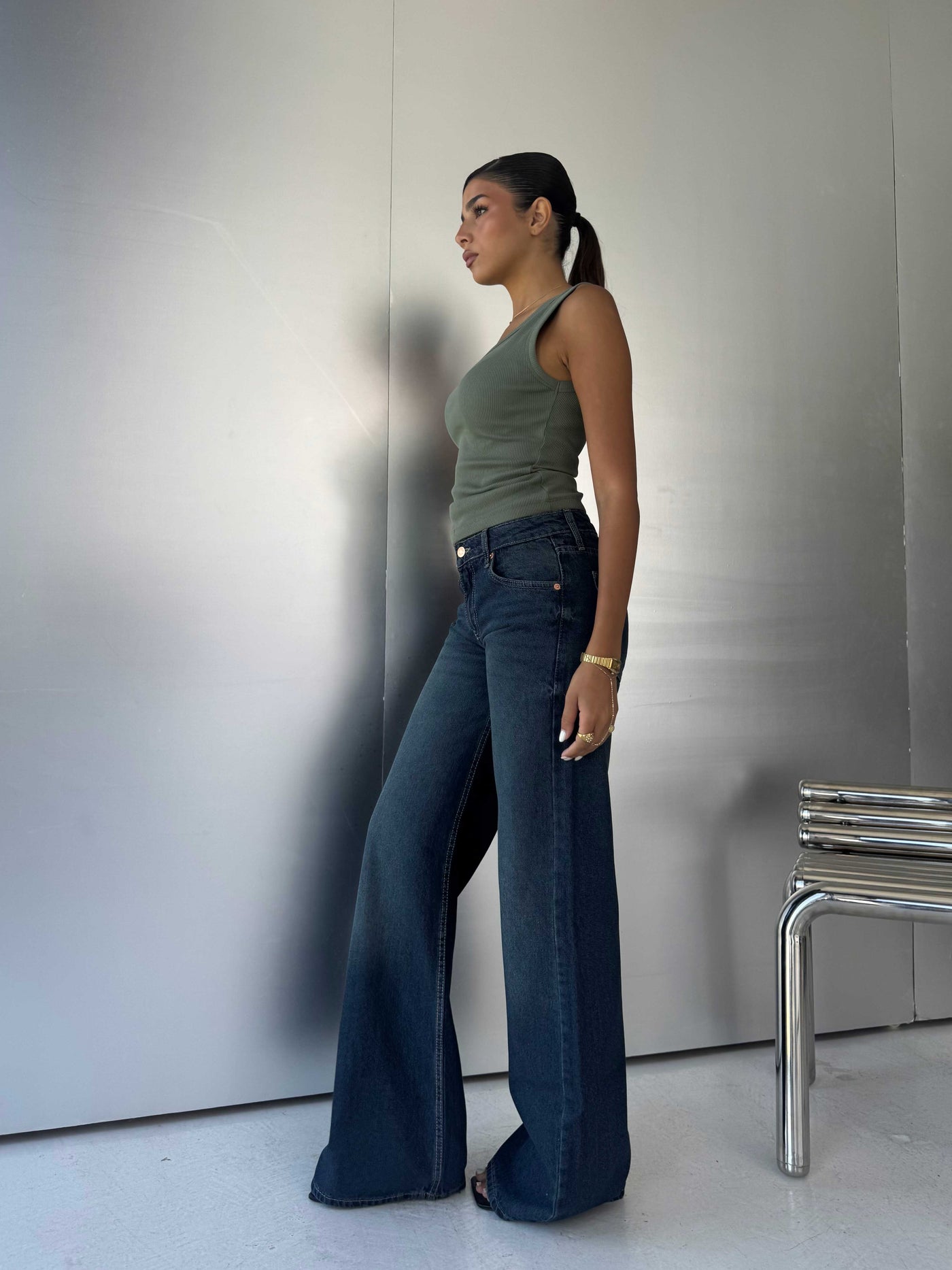 Baggy Low-Waist Deep Vintage Blue Jeans